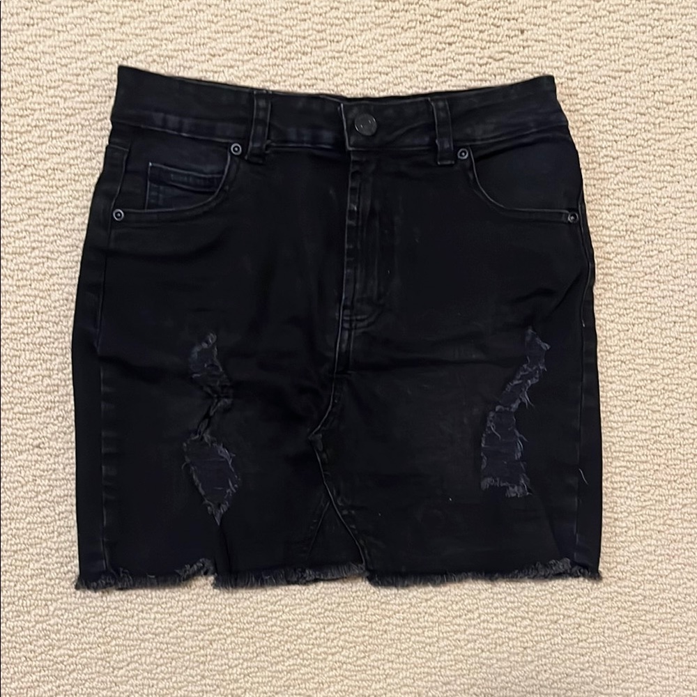 BN | Black Distressed Denim Mini Skirt
